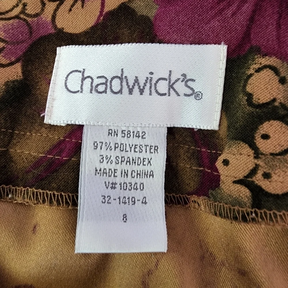 Chadwick Vintage Lavender & Tan Color Prairie Floral Print Women's Skirt Size 8